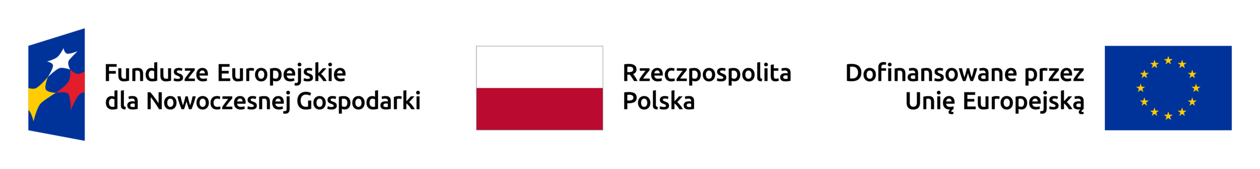 Logotypy: Fundusze Europejskie dla Nowoczesnej Gospodarki, Rzeczpospolita Polska oraz Dofinansowane przez Unię Europejską.